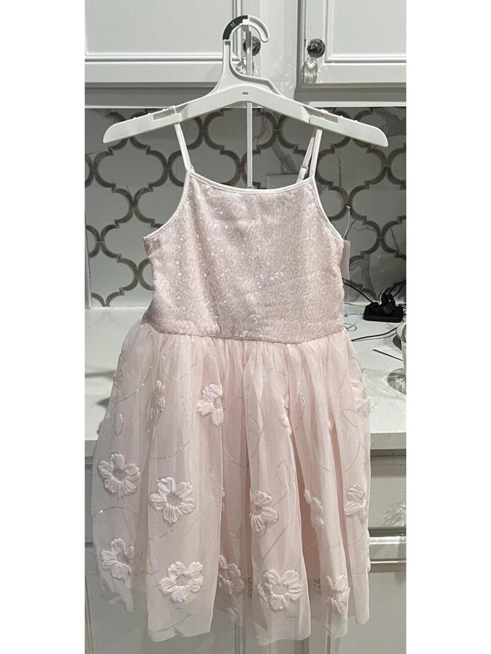 Zenzi Girls' Pink Sequin Tulle Dress, Size 8